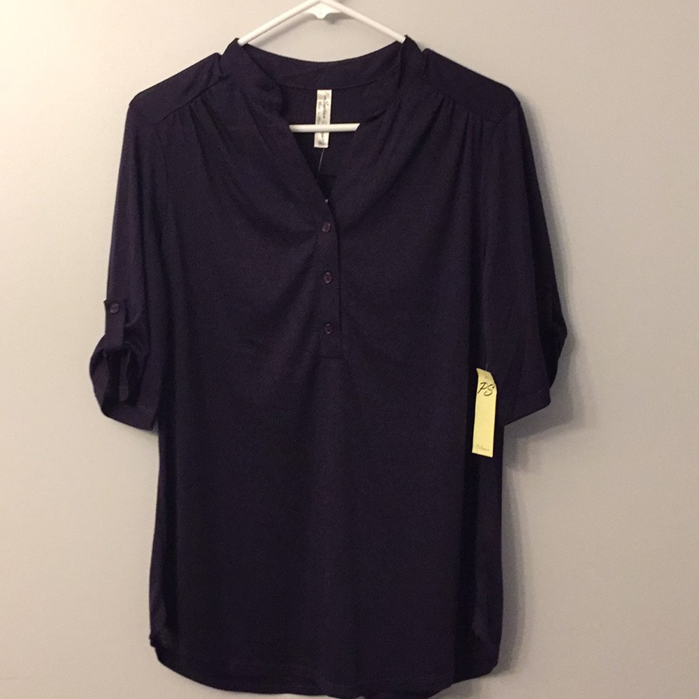 NWT deep purple short sleeve Henley.